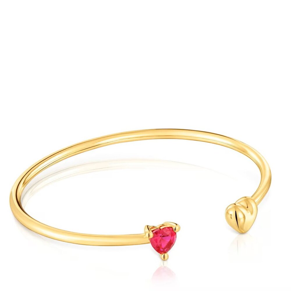 Tous gold plating over silver Bangle with lab-grown ruby Garden of Love LGG